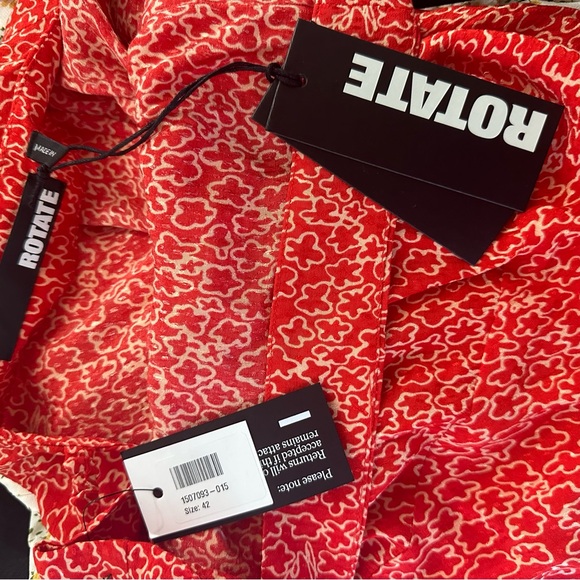 NWT Rotate Jacquard red viscose midi slip dress Size 42 (US 10) - Picture 12 of 12